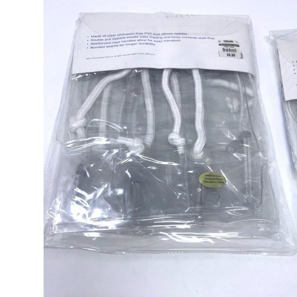 Lot Of 2 The Container Store Clear Small Chest Storage Bags 12x9x6 NOS Sealed
